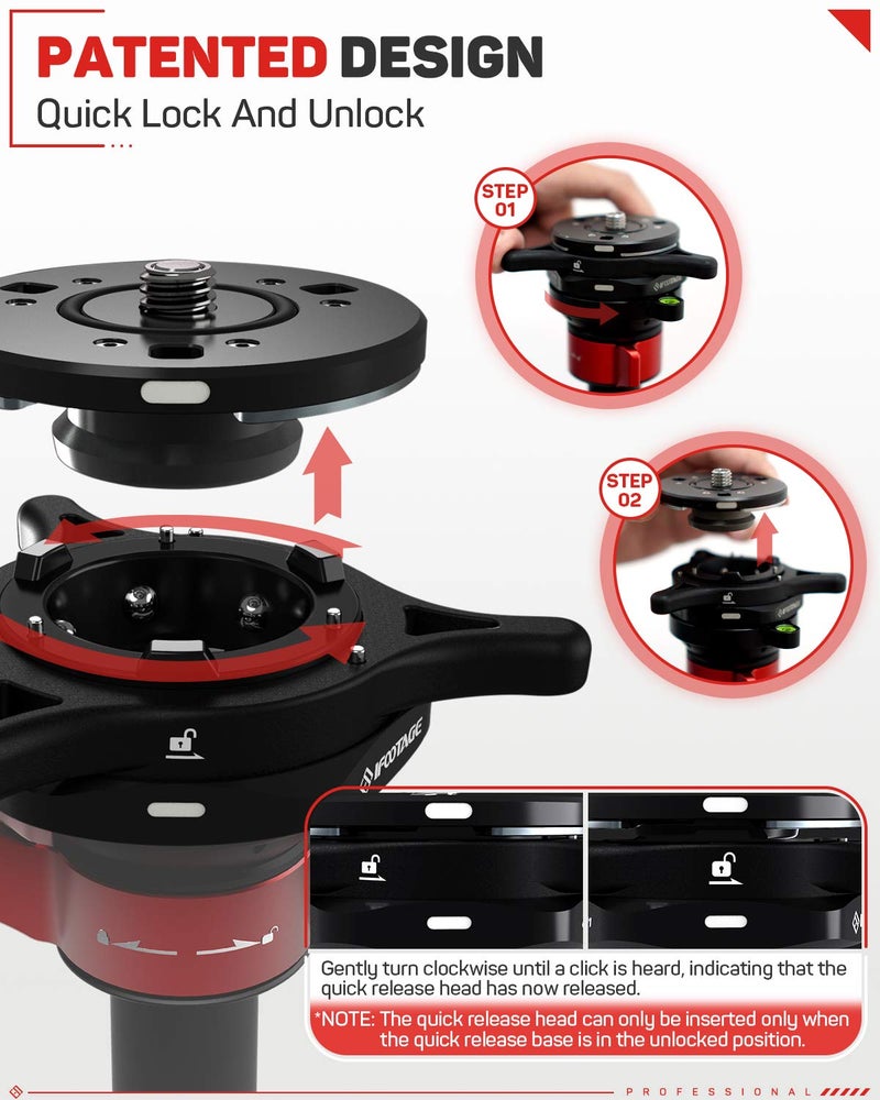IFOOTAGE Quick Release Plate Seastar Q1S, Upgrade Camera Quick Connect Tripod Mount Compatible with Canon, Nikon, Sony DSLR Camcorder Video Photography, Ball Head,Tripod, Monopod, Slider etc - Image 2